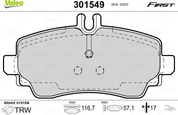 Valeo 301549 - Bremžu uzliku kompl., Disku bremzes autospares.lv