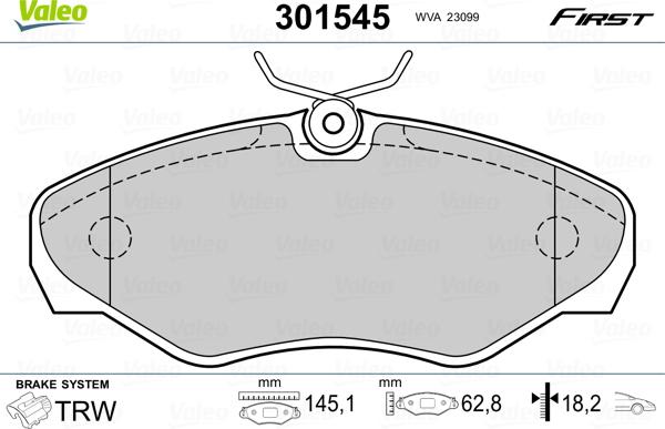 Valeo 301545 - Bremžu uzliku kompl., Disku bremzes www.autospares.lv