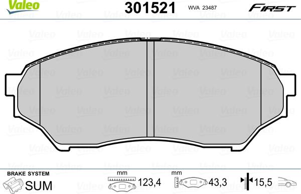 Valeo 301521 - Bremžu uzliku kompl., Disku bremzes autospares.lv