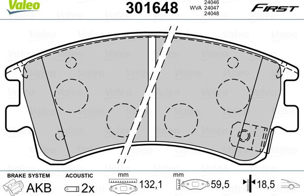 Valeo 301648 - Bremžu uzliku kompl., Disku bremzes autospares.lv