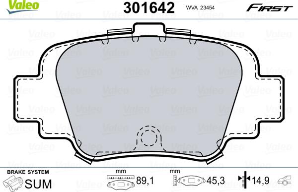 Valeo 301642 - Bremžu uzliku kompl., Disku bremzes www.autospares.lv