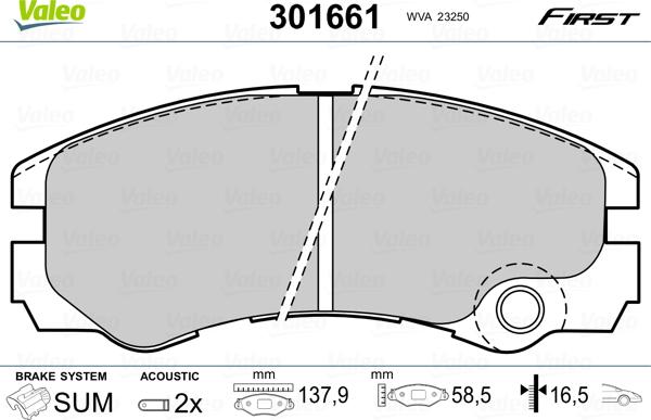 Valeo 301661 - Bremžu uzliku kompl., Disku bremzes www.autospares.lv