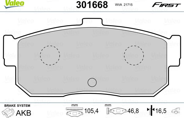 Valeo 301668 - Тормозные колодки, дисковые, комплект www.autospares.lv