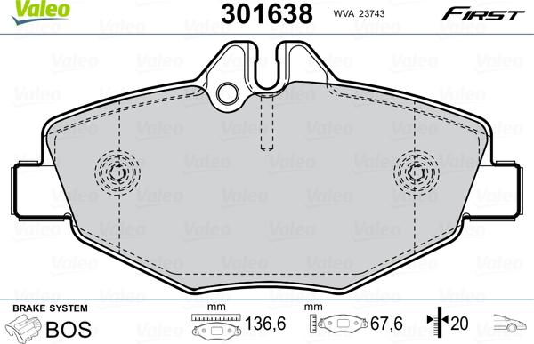 Valeo 301638 - Тормозные колодки, дисковые, комплект www.autospares.lv