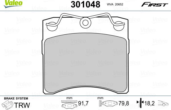 Valeo 301048 - Тормозные колодки, дисковые, комплект www.autospares.lv