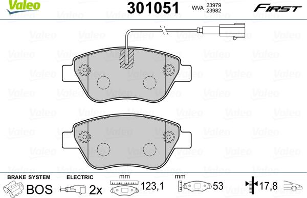 Valeo 301051 - Тормозные колодки, дисковые, комплект www.autospares.lv