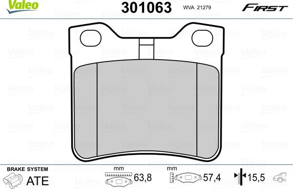 Valeo 301063 - Bremžu uzliku kompl., Disku bremzes www.autospares.lv