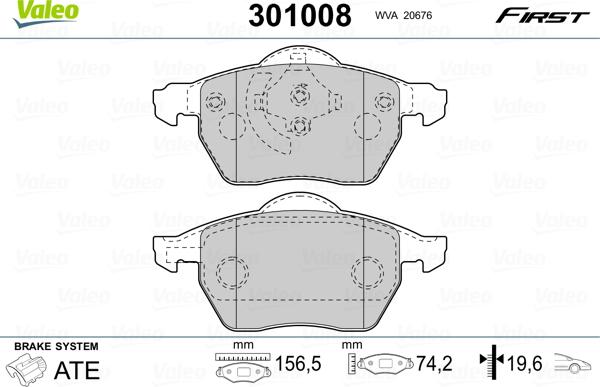 Valeo 301008 - Bremžu uzliku kompl., Disku bremzes autospares.lv