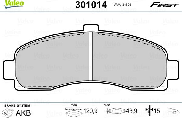 Valeo 301014 - Bremžu uzliku kompl., Disku bremzes www.autospares.lv