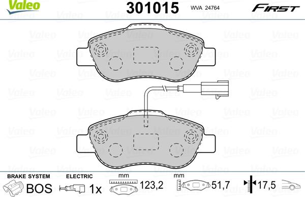 Valeo 301015 - Bremžu uzliku kompl., Disku bremzes www.autospares.lv