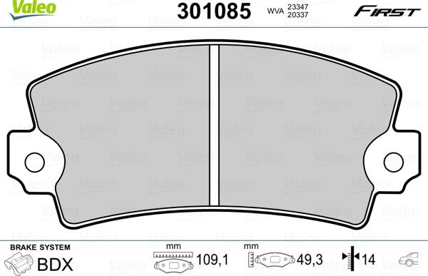 Valeo 301085 - Bremžu uzliku kompl., Disku bremzes autospares.lv