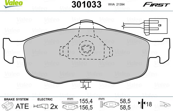 Valeo 301033 - Тормозные колодки, дисковые, комплект www.autospares.lv