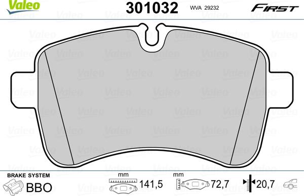 Valeo 301032 - Bremžu uzliku kompl., Disku bremzes www.autospares.lv