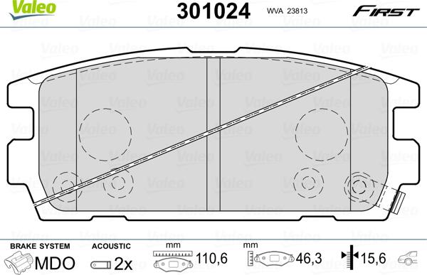 Valeo 301024 - Тормозные колодки, дисковые, комплект www.autospares.lv