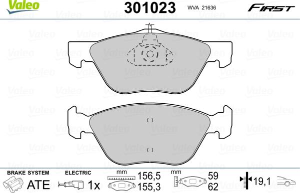 Valeo 301023 - Тормозные колодки, дисковые, комплект www.autospares.lv