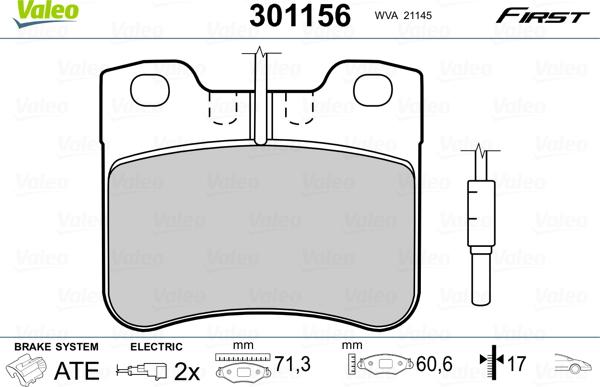 Valeo 301156 - Bremžu uzliku kompl., Disku bremzes www.autospares.lv