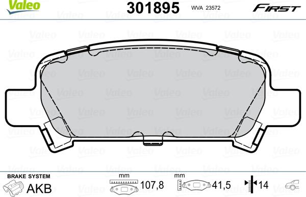 Valeo 301895 - Brake Pad Set, disc brake www.autospares.lv