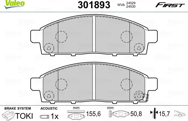 Valeo 301893 - Bremžu uzliku kompl., Disku bremzes autospares.lv