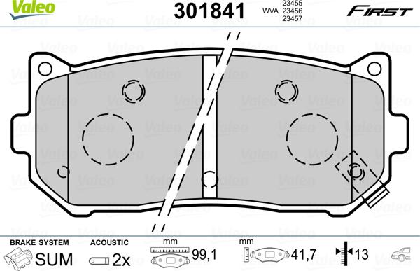 Valeo 301841 - Тормозные колодки, дисковые, комплект www.autospares.lv