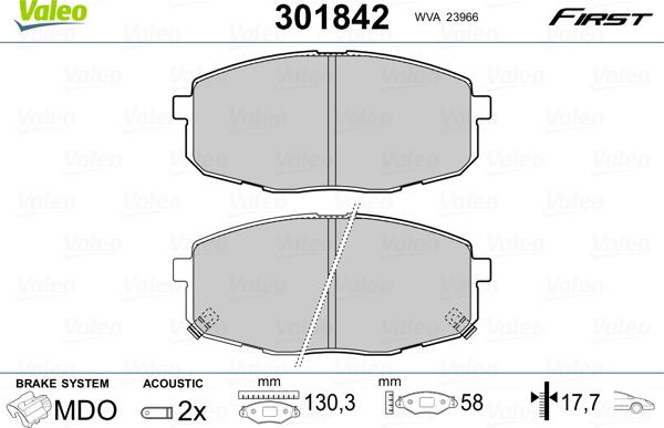 Valeo 301842 - Bremžu uzliku kompl., Disku bremzes www.autospares.lv