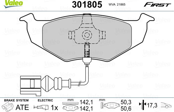 Valeo 301805 - Тормозные колодки, дисковые, комплект www.autospares.lv