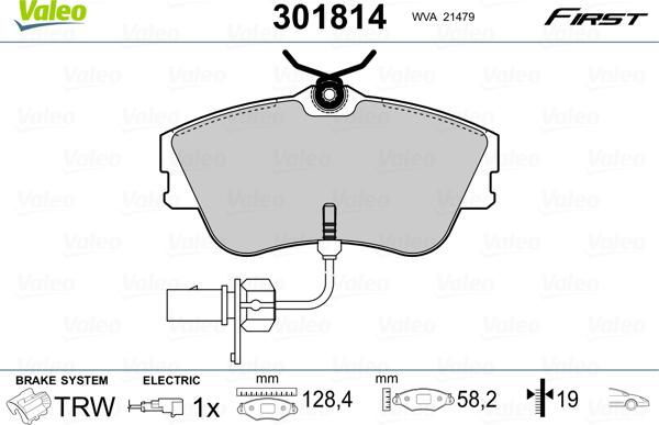 Valeo 301814 - Bremžu uzliku kompl., Disku bremzes www.autospares.lv