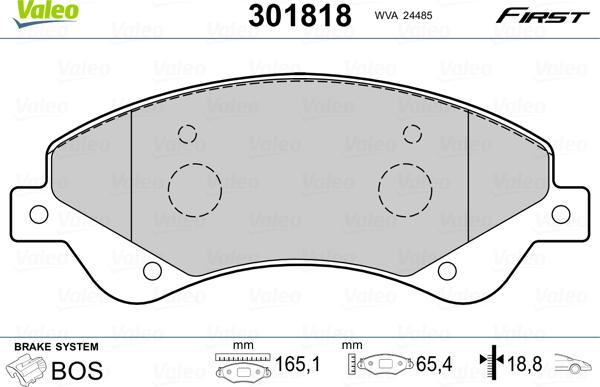 Valeo 301818 - Bremžu uzliku kompl., Disku bremzes www.autospares.lv