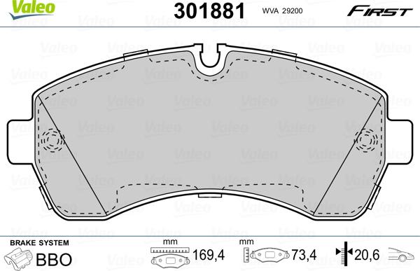 Valeo 301881 - Bremžu uzliku kompl., Disku bremzes autospares.lv