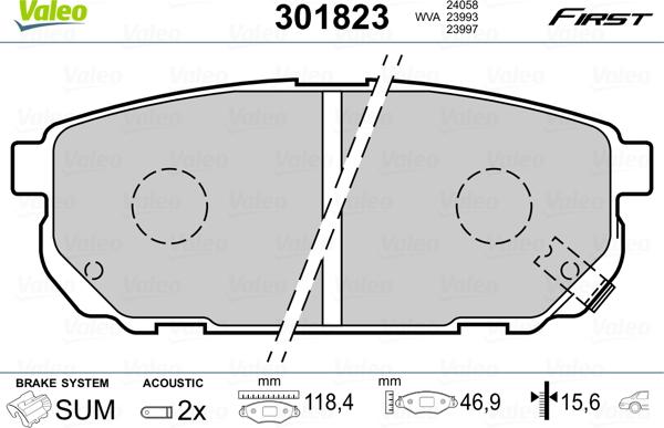 Valeo 301823 - Bremžu uzliku kompl., Disku bremzes autospares.lv