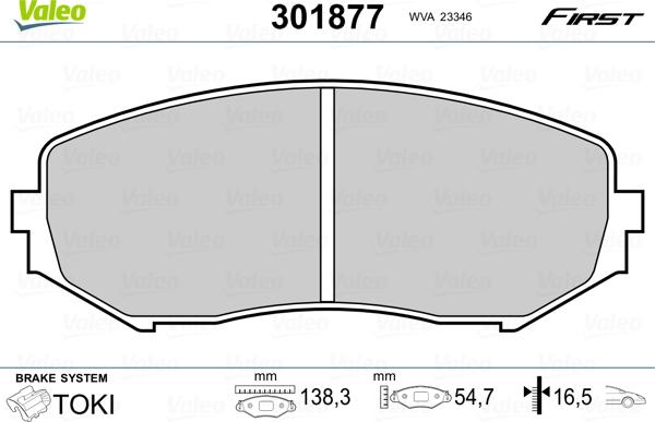 Valeo 301877 - Bremžu uzliku kompl., Disku bremzes www.autospares.lv