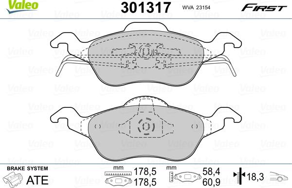 Valeo 301317 - Тормозные колодки, дисковые, комплект www.autospares.lv