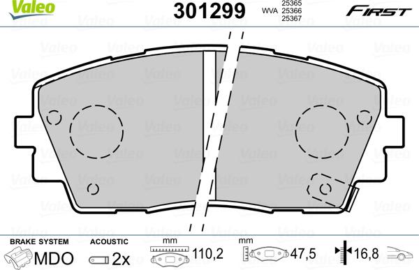 Valeo 301299 - Bremžu uzliku kompl., Disku bremzes autospares.lv