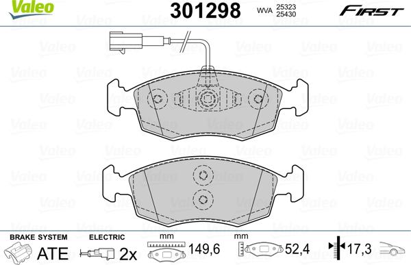 Valeo 301298 - Bremžu uzliku kompl., Disku bremzes autospares.lv