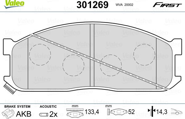 Valeo 301269 - Bremžu uzliku kompl., Disku bremzes www.autospares.lv