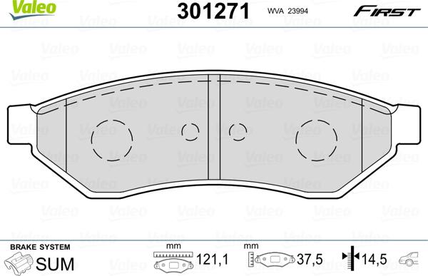 Valeo 301271 - Bremžu uzliku kompl., Disku bremzes www.autospares.lv