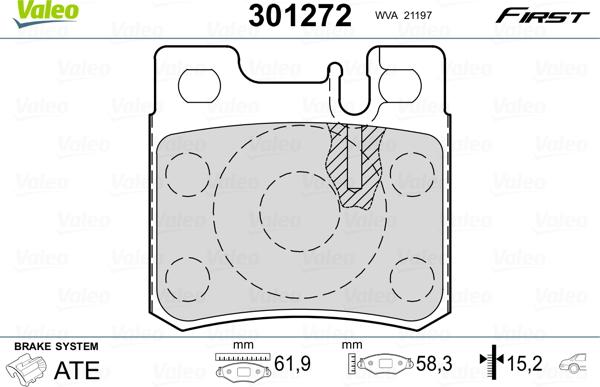 Valeo 301272 - Bremžu uzliku kompl., Disku bremzes www.autospares.lv