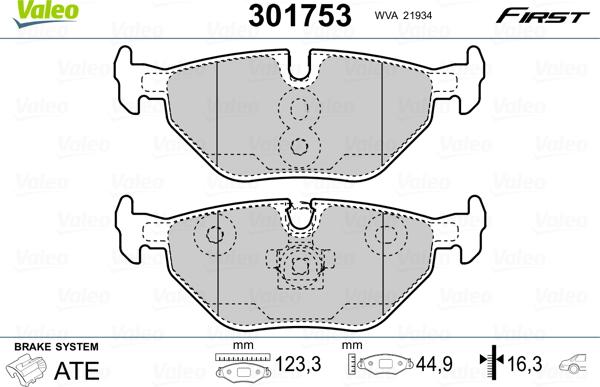 Valeo 301753 - Bremžu uzliku kompl., Disku bremzes www.autospares.lv