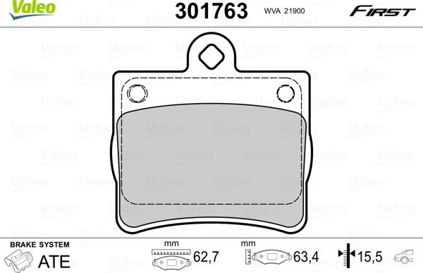 Valeo 301763 - Bremžu uzliku kompl., Disku bremzes www.autospares.lv