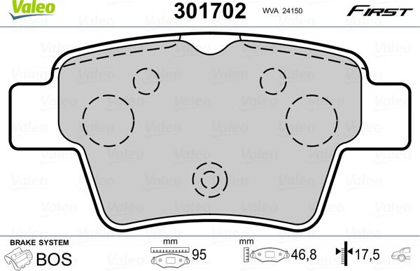 Valeo 301702 - Bremžu uzliku kompl., Disku bremzes autospares.lv