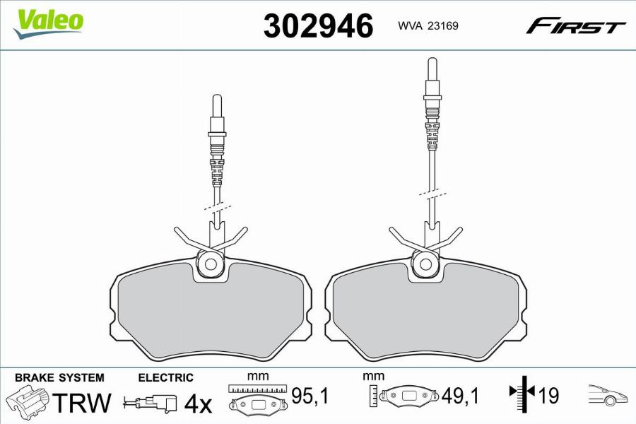 Valeo 302946 - Bremžu uzliku kompl., Disku bremzes www.autospares.lv