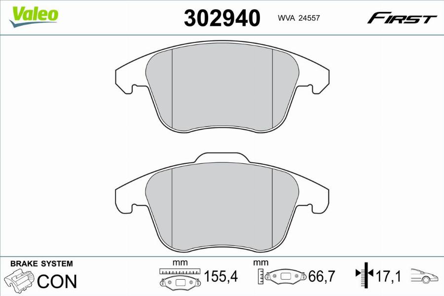 Valeo 302940 - Bremžu uzliku kompl., Disku bremzes www.autospares.lv