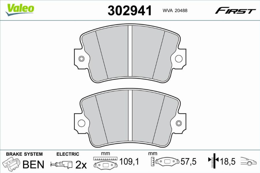 Valeo 302941 - Bremžu uzliku kompl., Disku bremzes www.autospares.lv