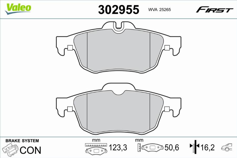 Valeo 302955 - Bremžu uzliku kompl., Disku bremzes www.autospares.lv