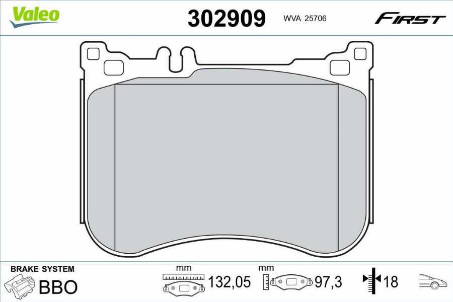 Valeo 302909 - Bremžu uzliku kompl., Disku bremzes www.autospares.lv