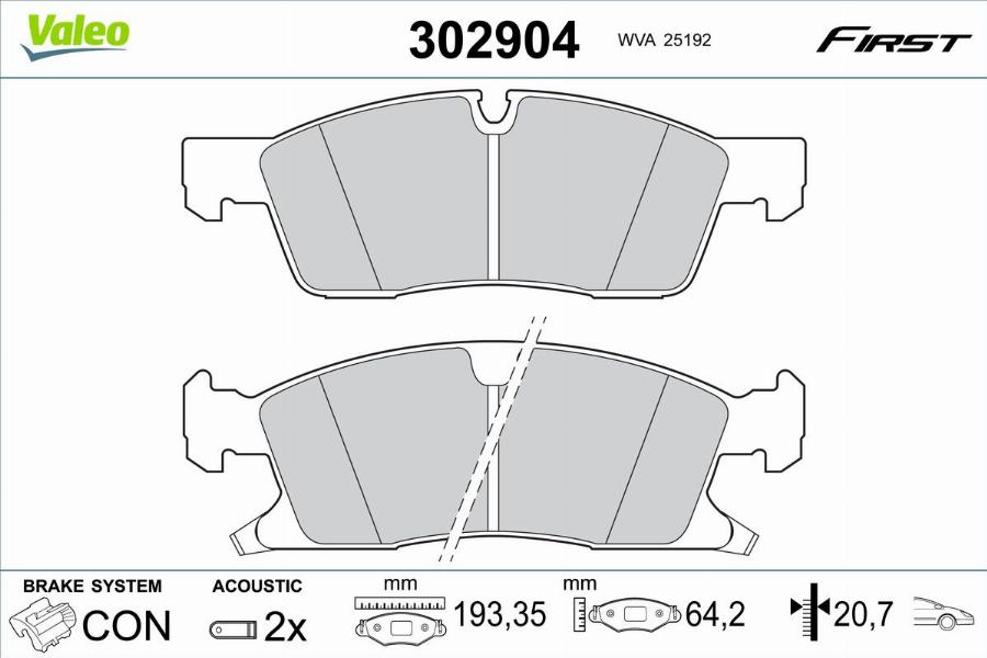 Valeo 302904 - Bremžu uzliku kompl., Disku bremzes www.autospares.lv