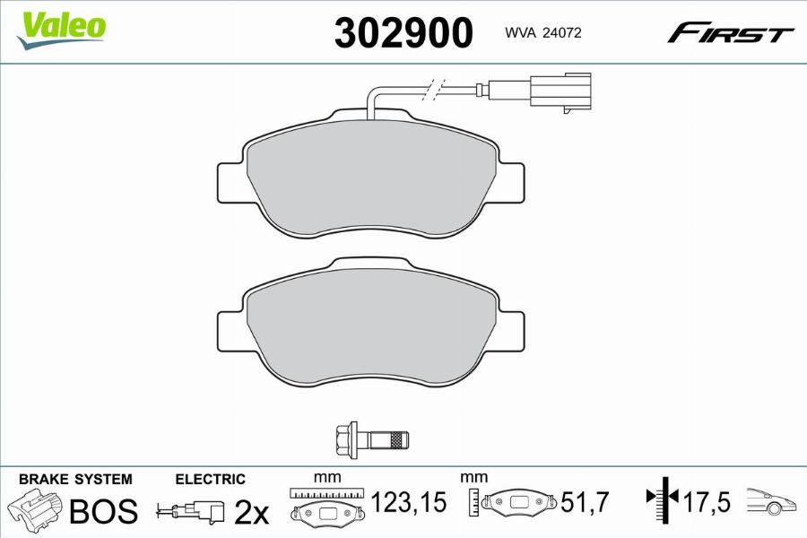 Valeo 302900 - Bremžu uzliku kompl., Disku bremzes www.autospares.lv