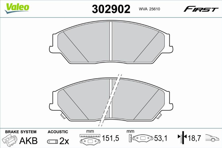 Valeo 302902 - Bremžu uzliku kompl., Disku bremzes www.autospares.lv