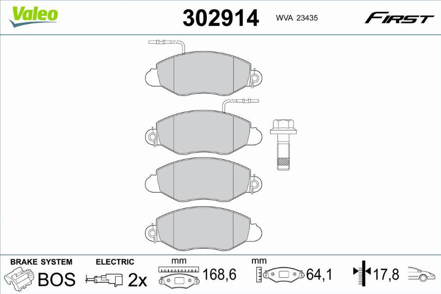 Valeo 302914 - Bremžu uzliku kompl., Disku bremzes www.autospares.lv