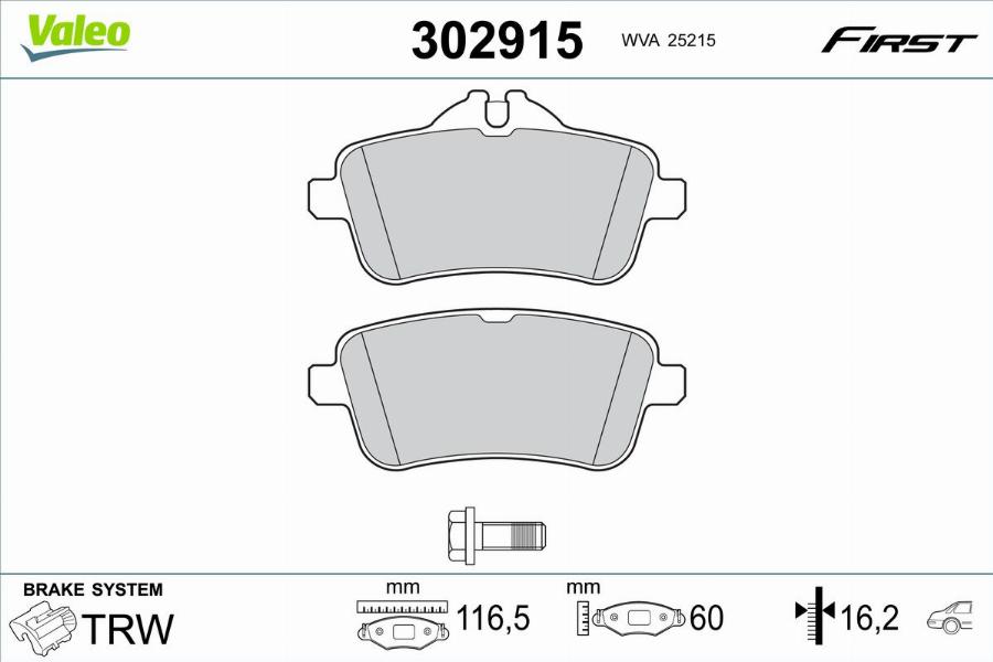 Valeo 302915 - Bremžu uzliku kompl., Disku bremzes www.autospares.lv