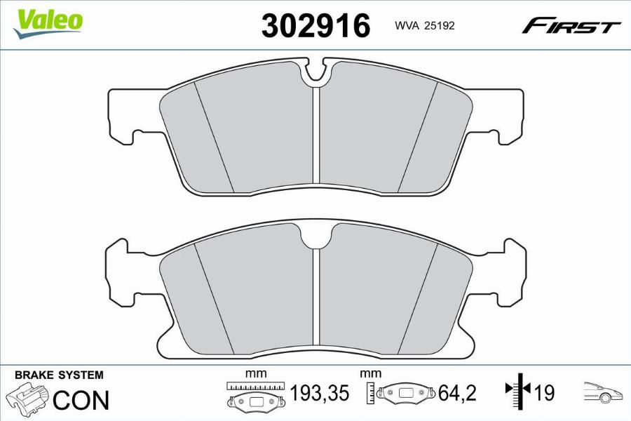 Valeo 302916 - Bremžu uzliku kompl., Disku bremzes www.autospares.lv